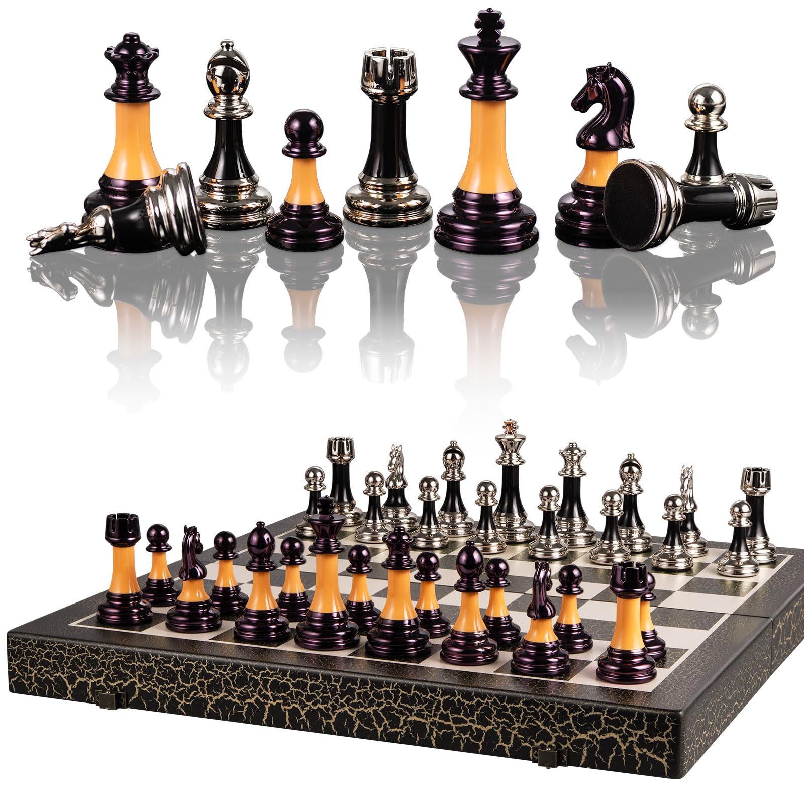 BIVOMON chess set storage slots showing organized piece slots during travel