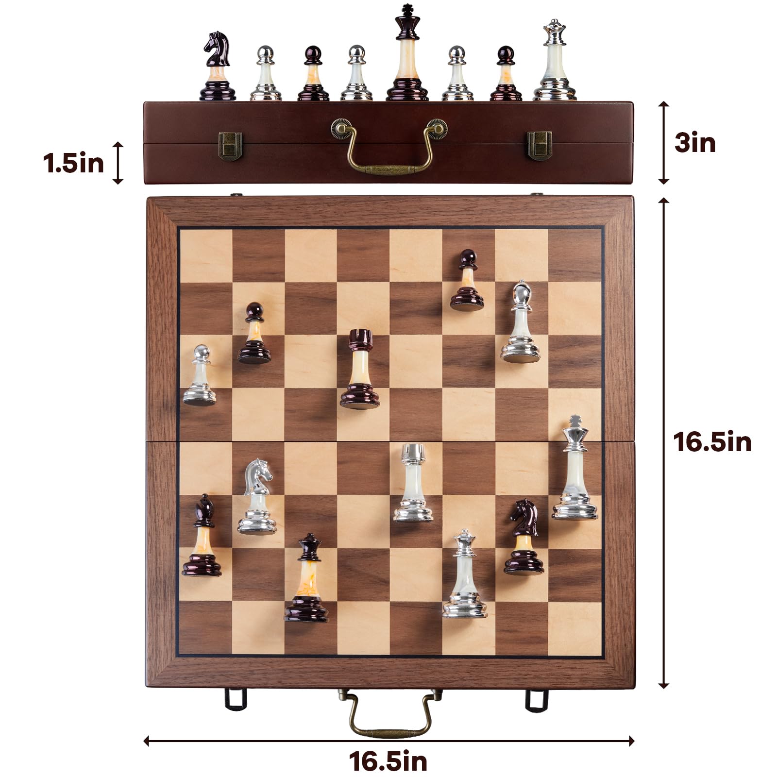 BIVOMON weighted acrylic chessmen close-up with durable grip and quiet play.