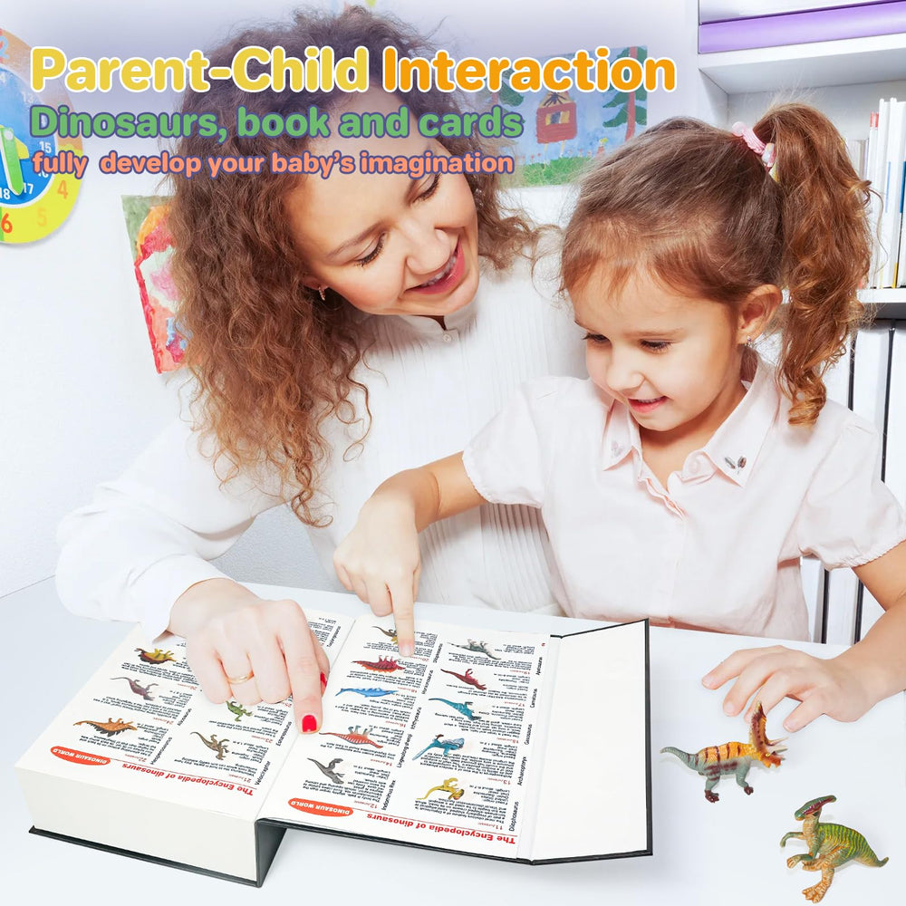 BIWASE dinosaur toy play cards align with each corresponding dinosaur image.