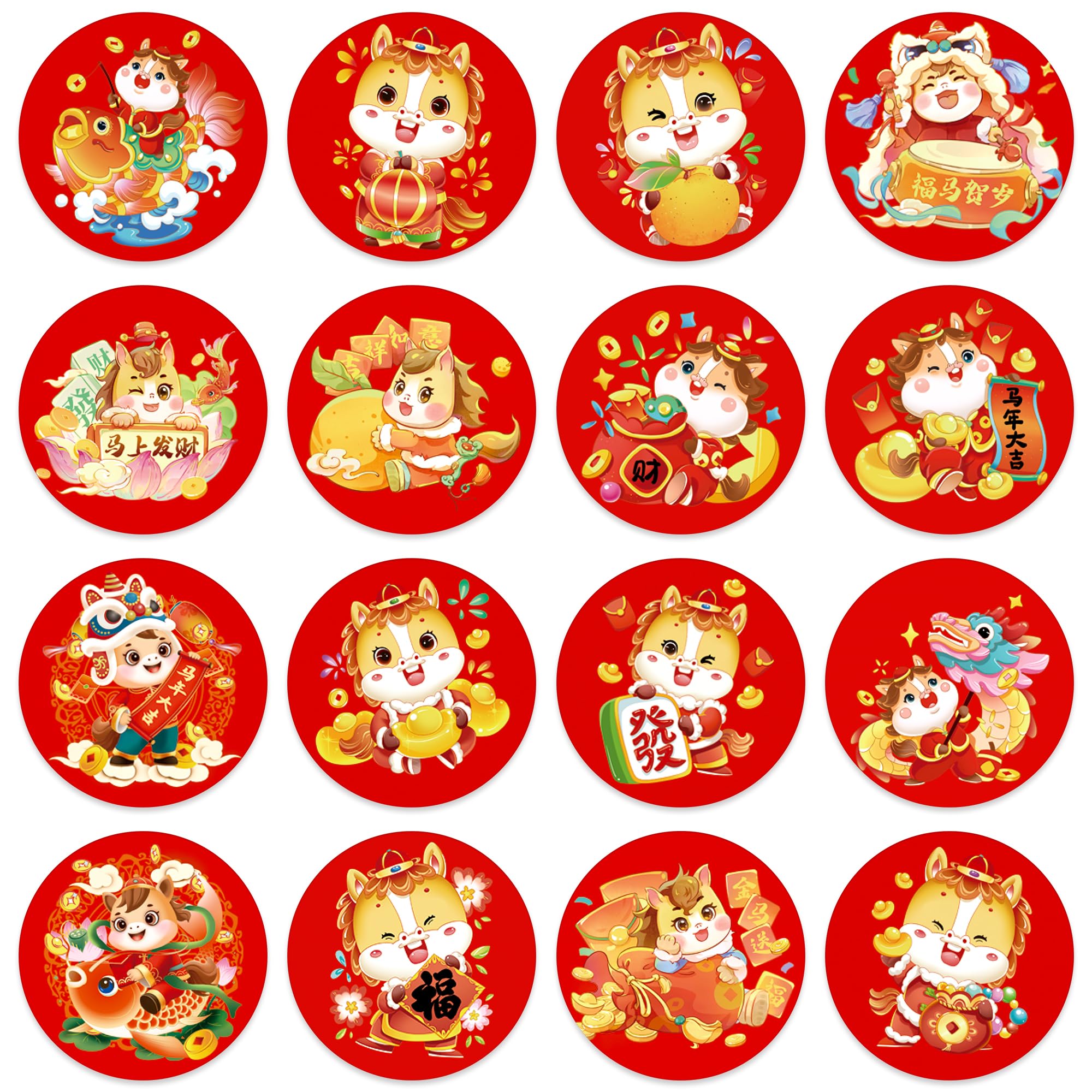 BIZIBAFF 160pcs Lunar New Year stickers for candy wrappers and gift tags.