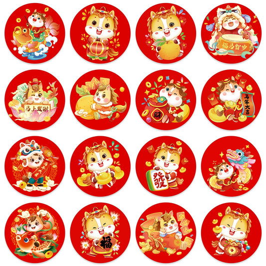 BIZIBAFF 160pcs Lunar New Year stickers for candy wrappers and gift tags.