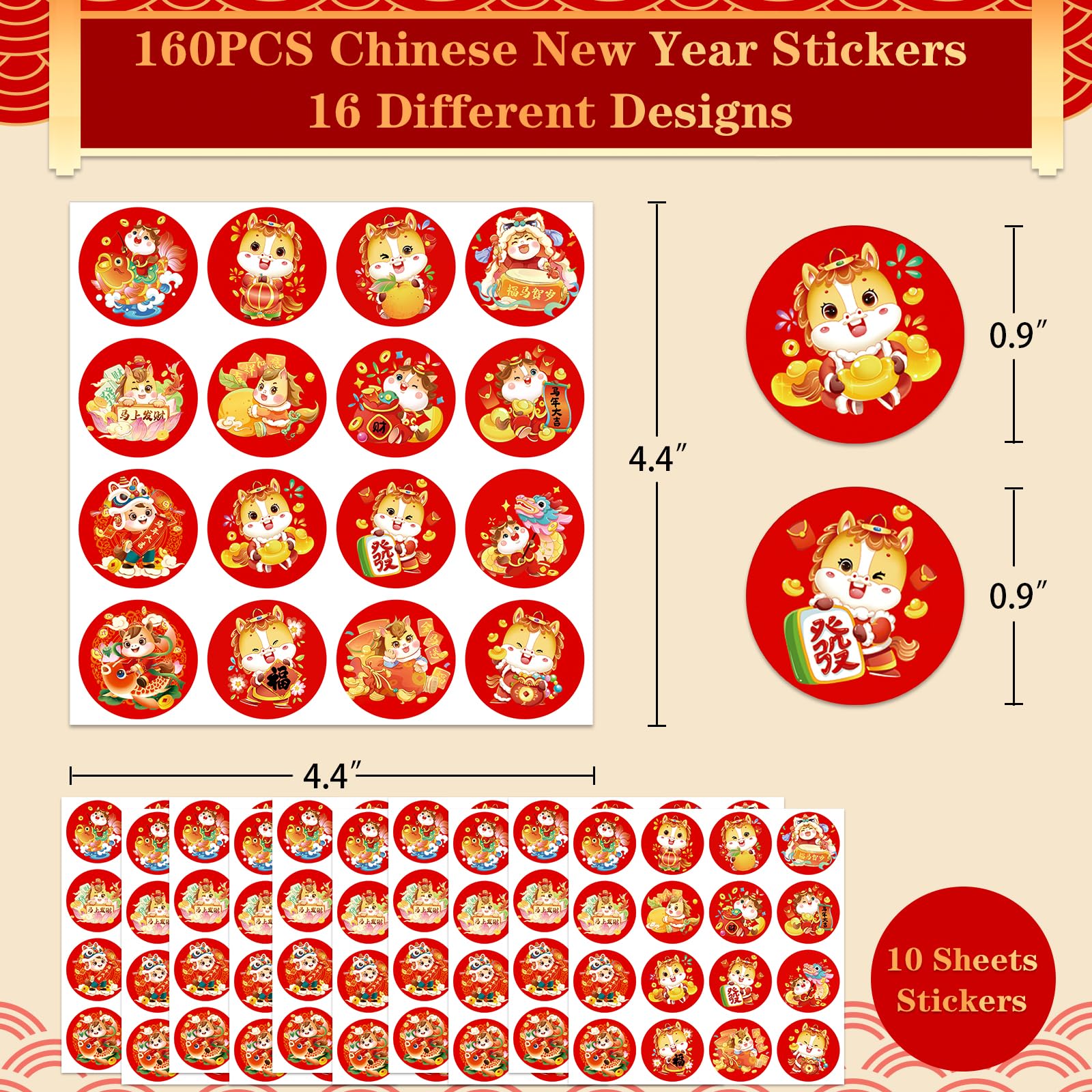 BIZIBAFF 0.9-inch stickers add a polished look to red envelopes.