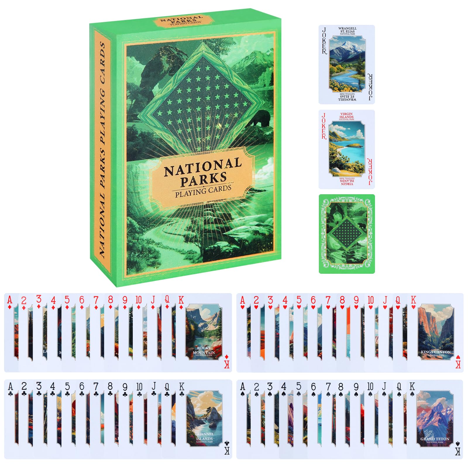 BIZYAC National Parks playing cards front cover with exclusive park art for collectors