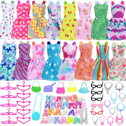 BJDBUS doll clothes 42pcs set for imaginative dress-up play