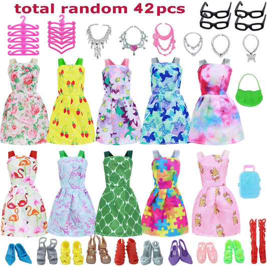 BJDBUS doll mini dresses 10pcs for colorful outfit variety