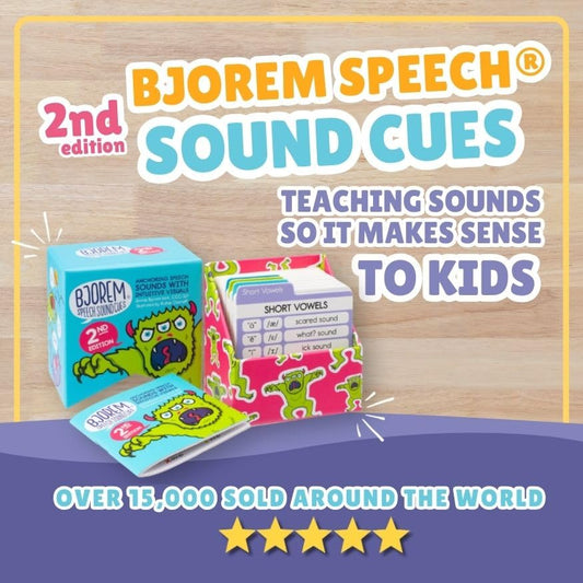 Bjorem Speech 2nd Edition consonant cards back descriptions clarify cues for caregivers and therapists.
