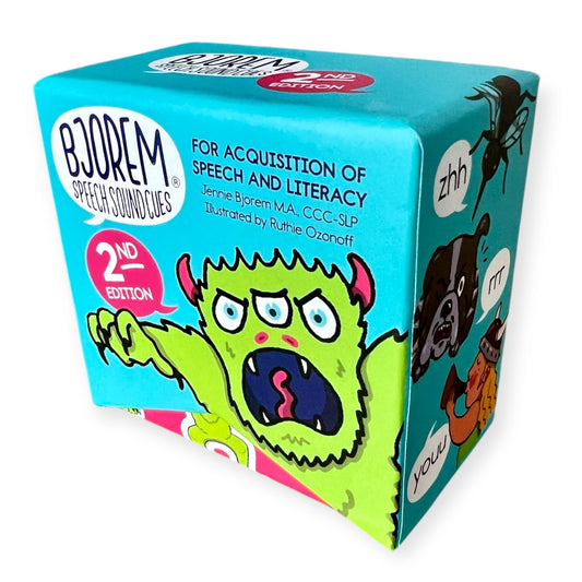 Bjorem Speech 2nd Edition consonant cards front aid early sound recognition with colorful visuals.