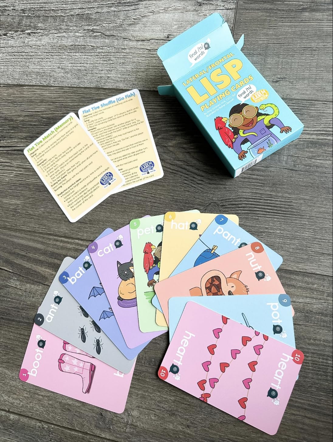 Bjorem Speech Go Fish game cards encouraging playful final -ts repetition.