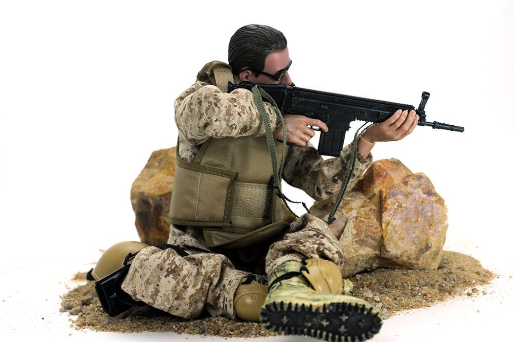 BJPEY figure with FN Scar, MP5 and pistol for realistic setup