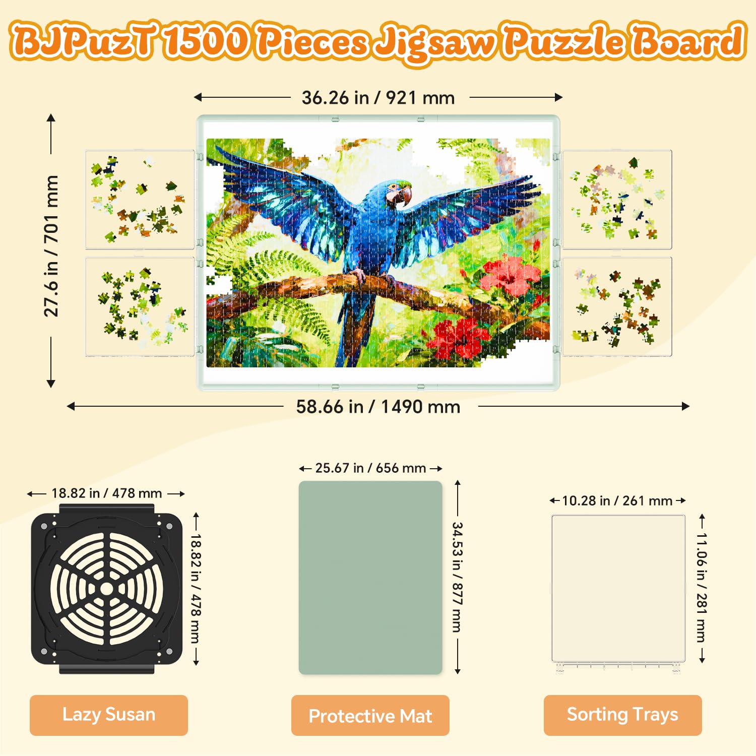 BJPuzT puzzle table in 360-degree rotation mode for easy angle changes during assembly.