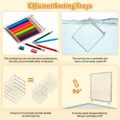 BJPuzT detachable drawers with dust covers for organized puzzle workspace.