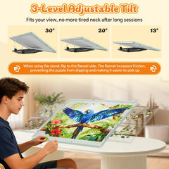 BJPuzT dual-sided puzzle table with velvet surface preventing piece slips.
