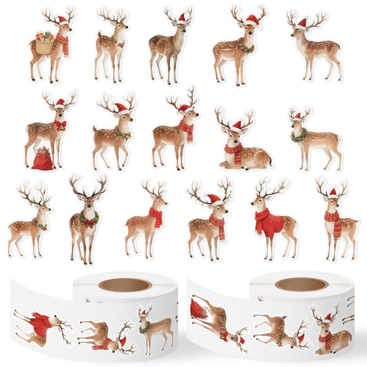 BkeeCten Christmas watercolor reindeer sticker collection for festive gift wrapping and decor