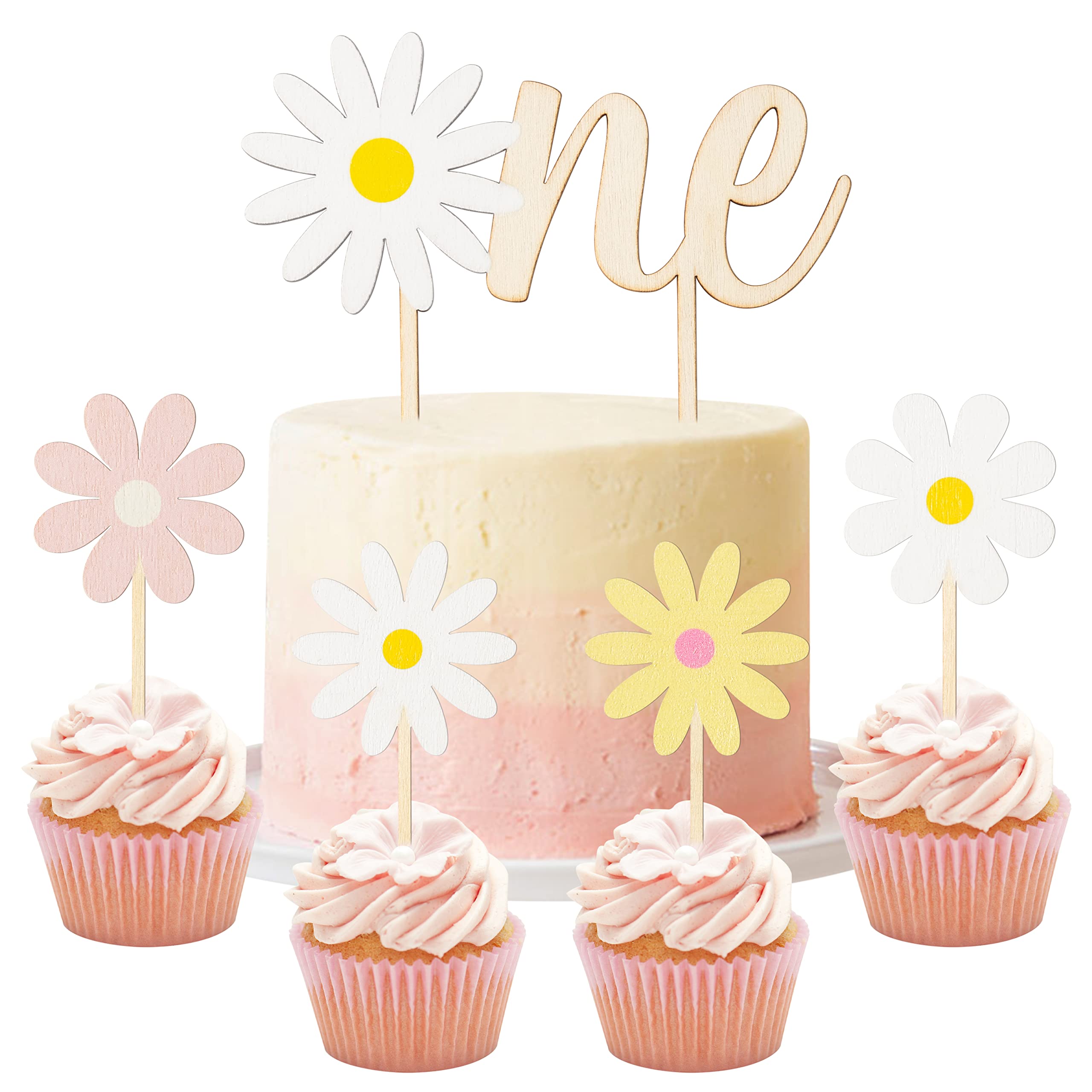 BkeeCten Daisy One Centerpiece elevate birthday cake as striking focal point