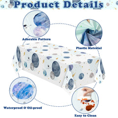BkeeCten Earth and Saturn design tablecloth for family gatherings and table protection