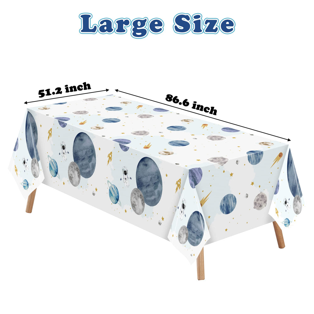 BkeeCten space rocket pattern tablecloth suitable for cosmic themed parties and quick cleanup
