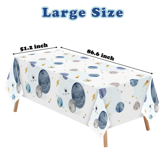 BkeeCten space rocket pattern tablecloth suitable for cosmic themed parties and quick cleanup