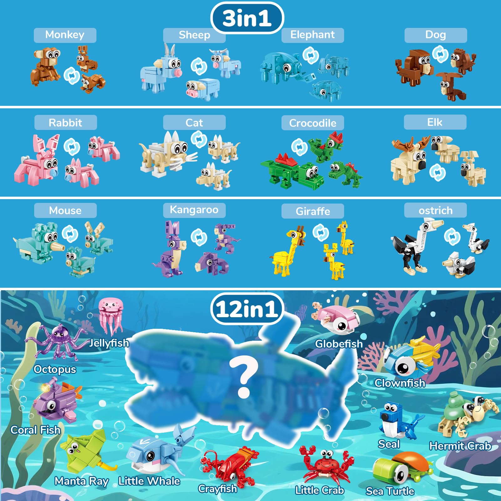 Bklved 24-animal designs guide supports easy, kid-friendly assembly.