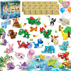 Bklved 24-pack mini animals building blocks for imaginative classroom play.