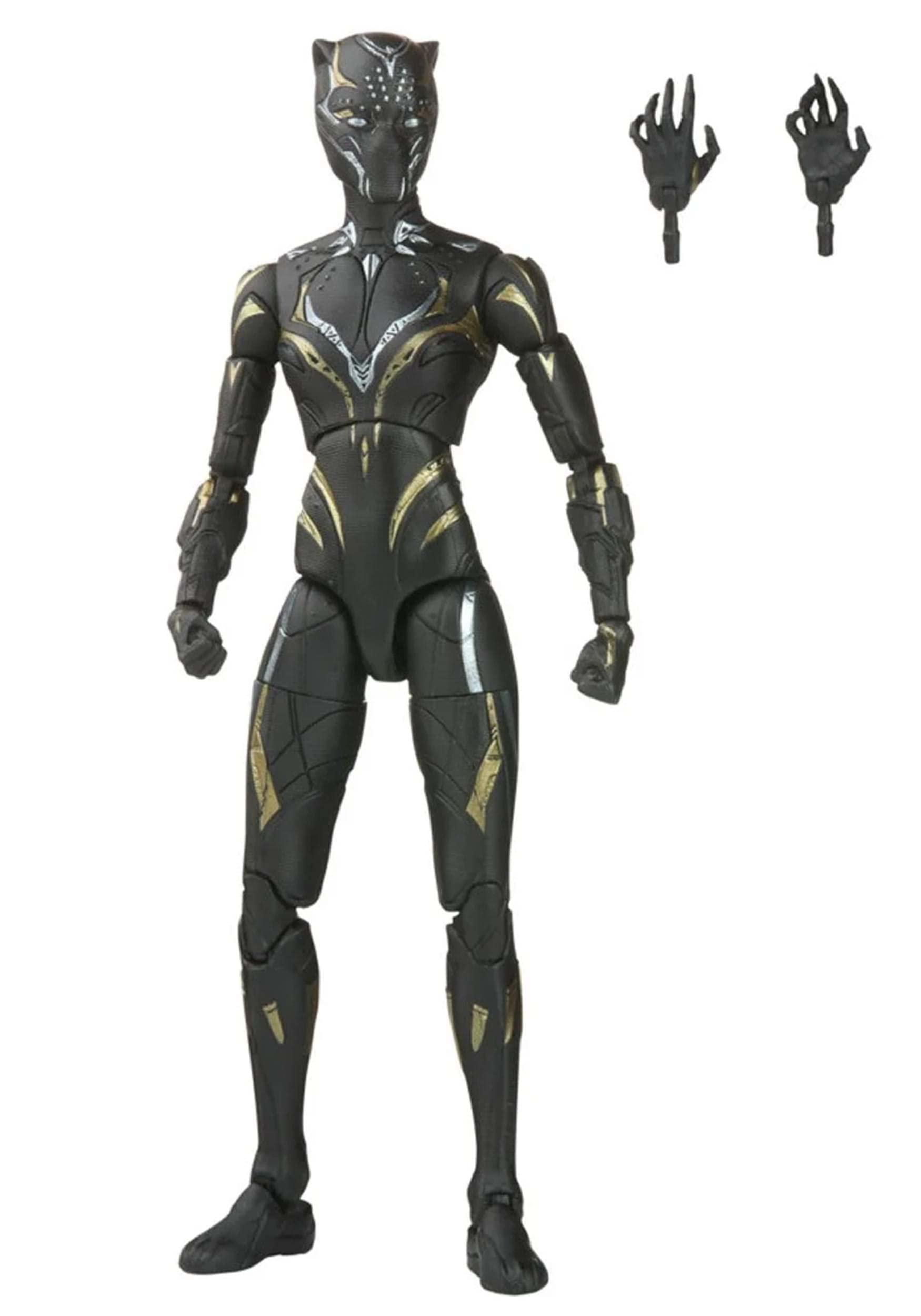 Black Panther Wakanda Forever 6-inch action figure with movie-inspired design for display and posing.