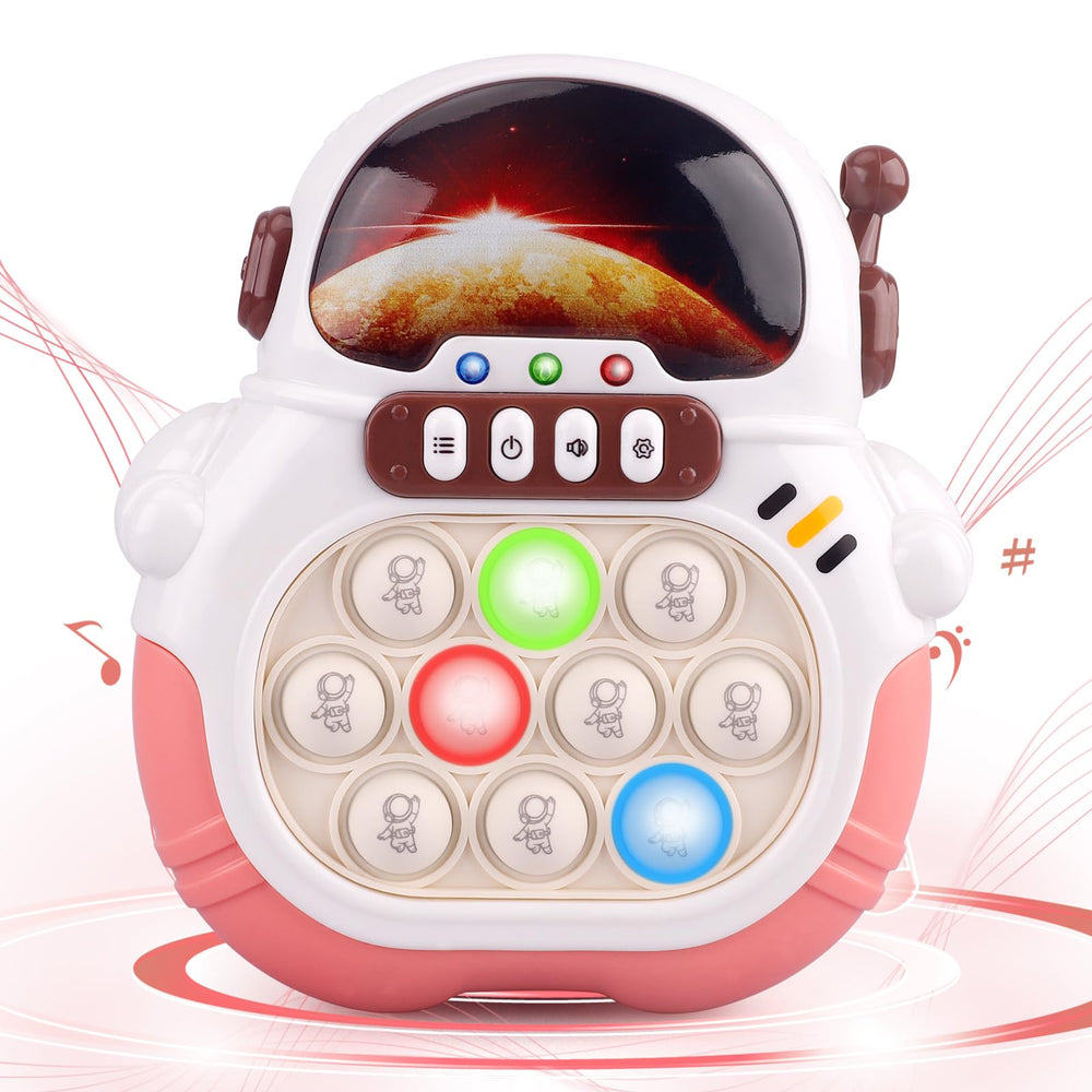 Blackma fast push light up fidget toy in pink astronaut design for hands-on fun.