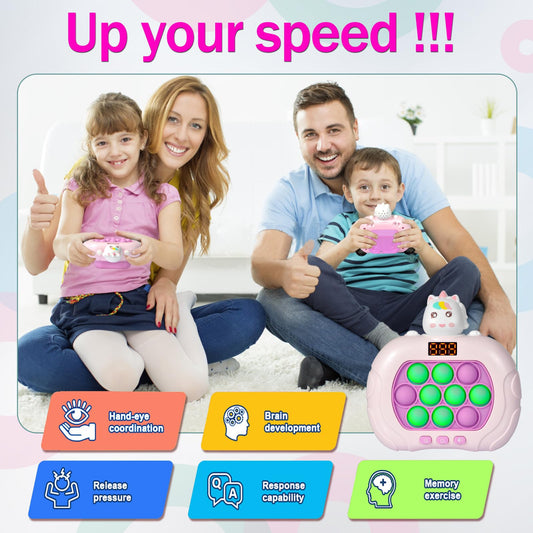 Blackma unicorn fidget with LED screen for clear level feedback.