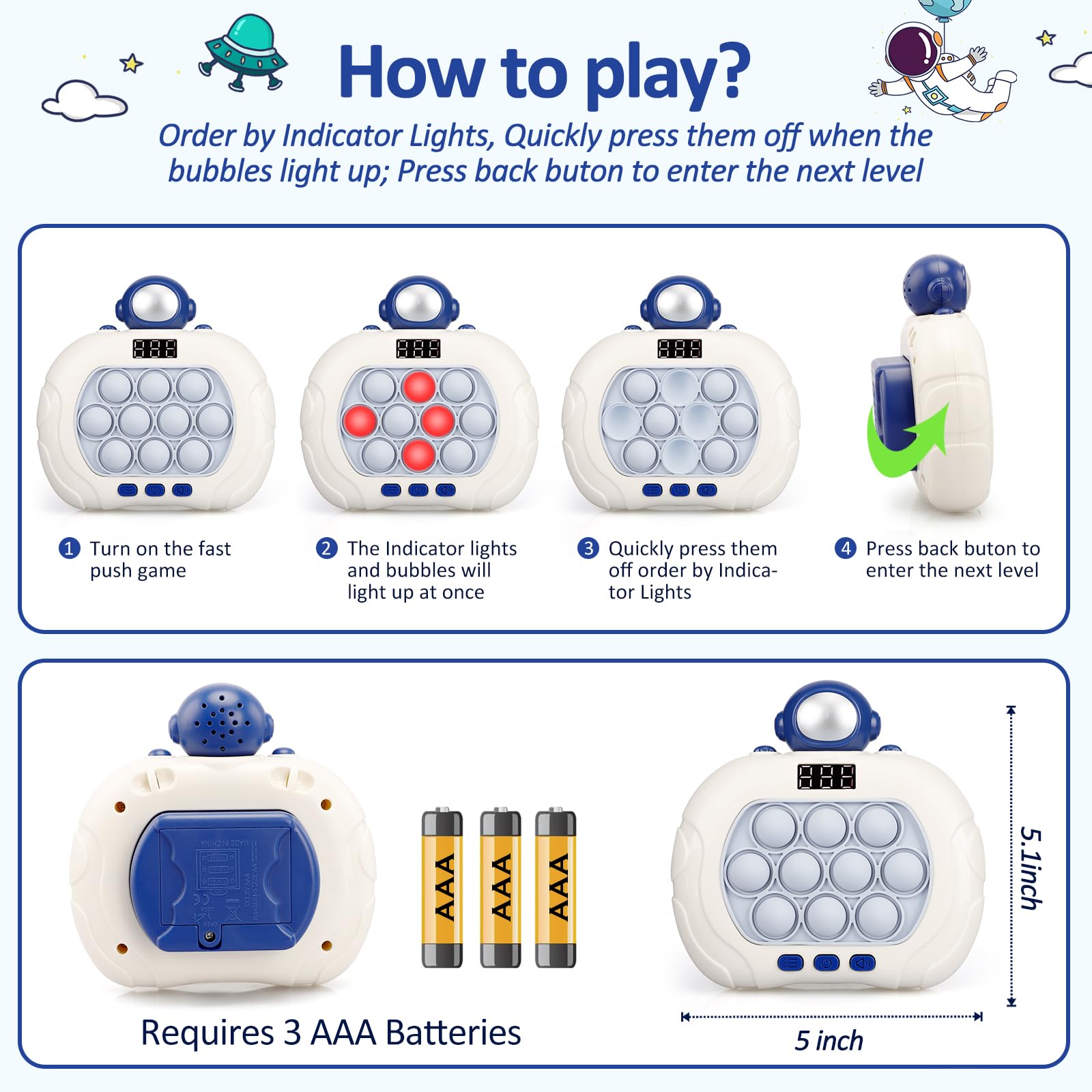 Blackma Pop Game fast push action improves reaction time and coordination