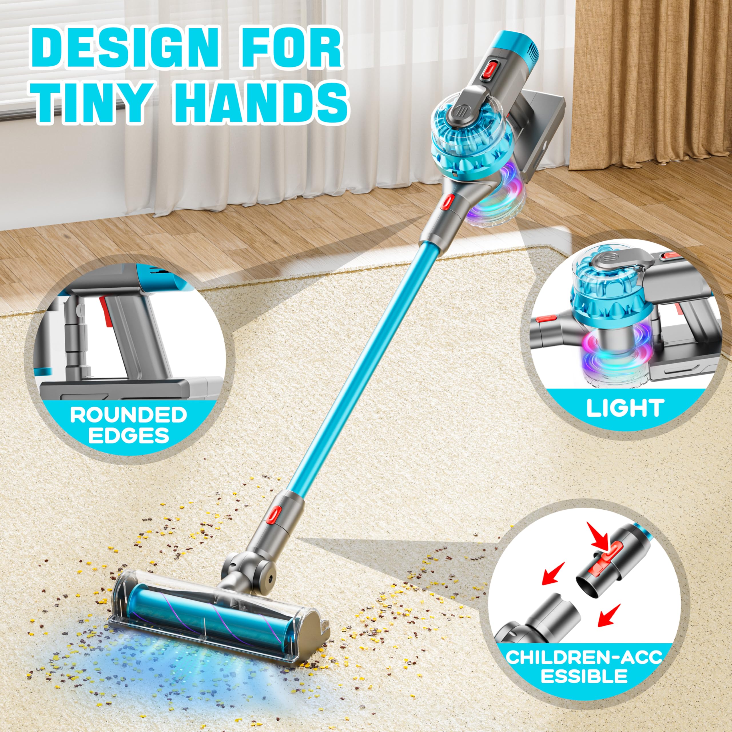 BLAXTEM 4-in-1 kids vacuum roller attachment for precise spot-cleaning