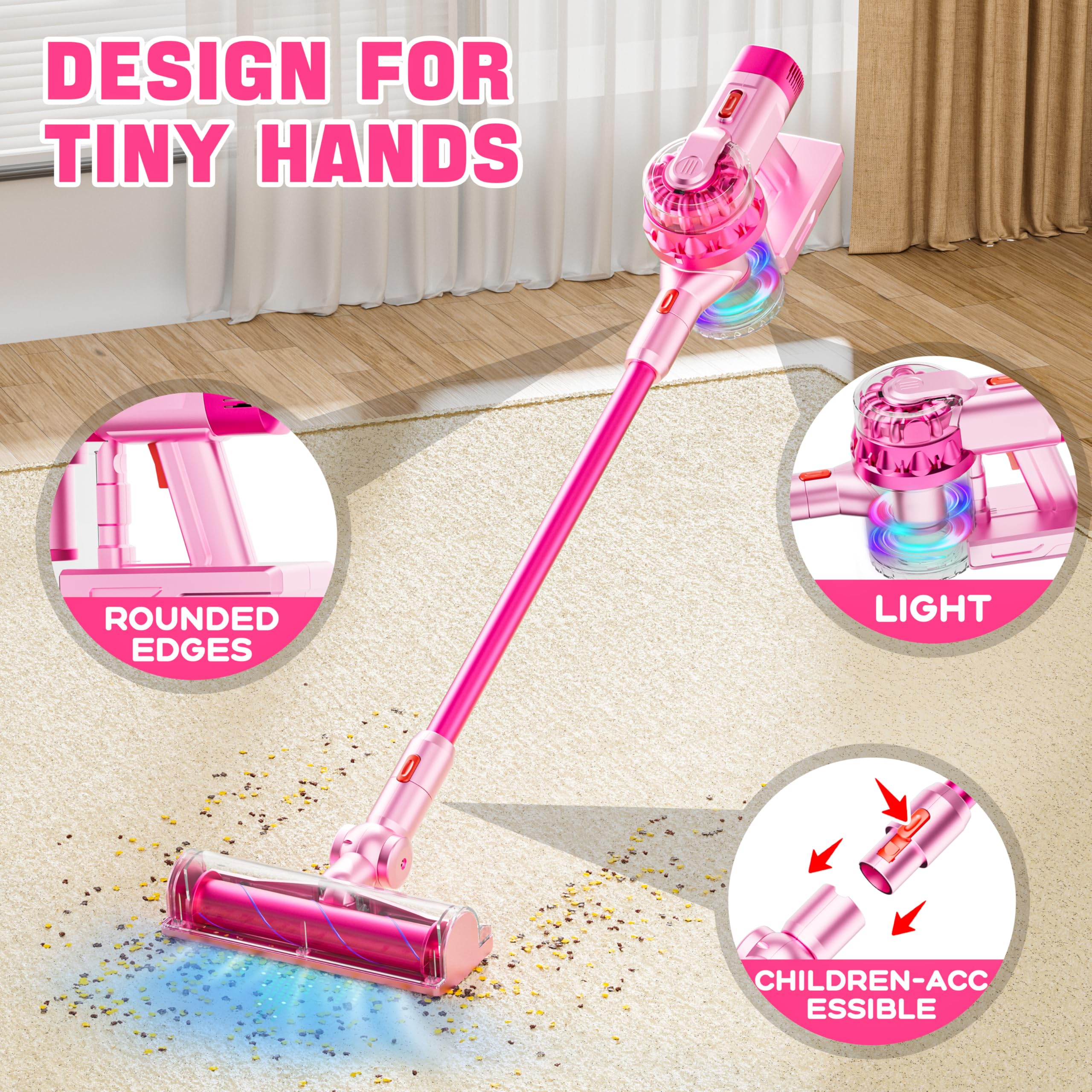 BLAXTEM kid vacuum with crevice attachment for small corners