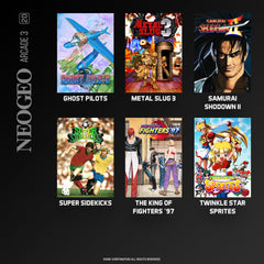 Blaze Evercade NEOGEO Arcade 3 logo detail highlighting brand heritage for display-worthy retro collection.