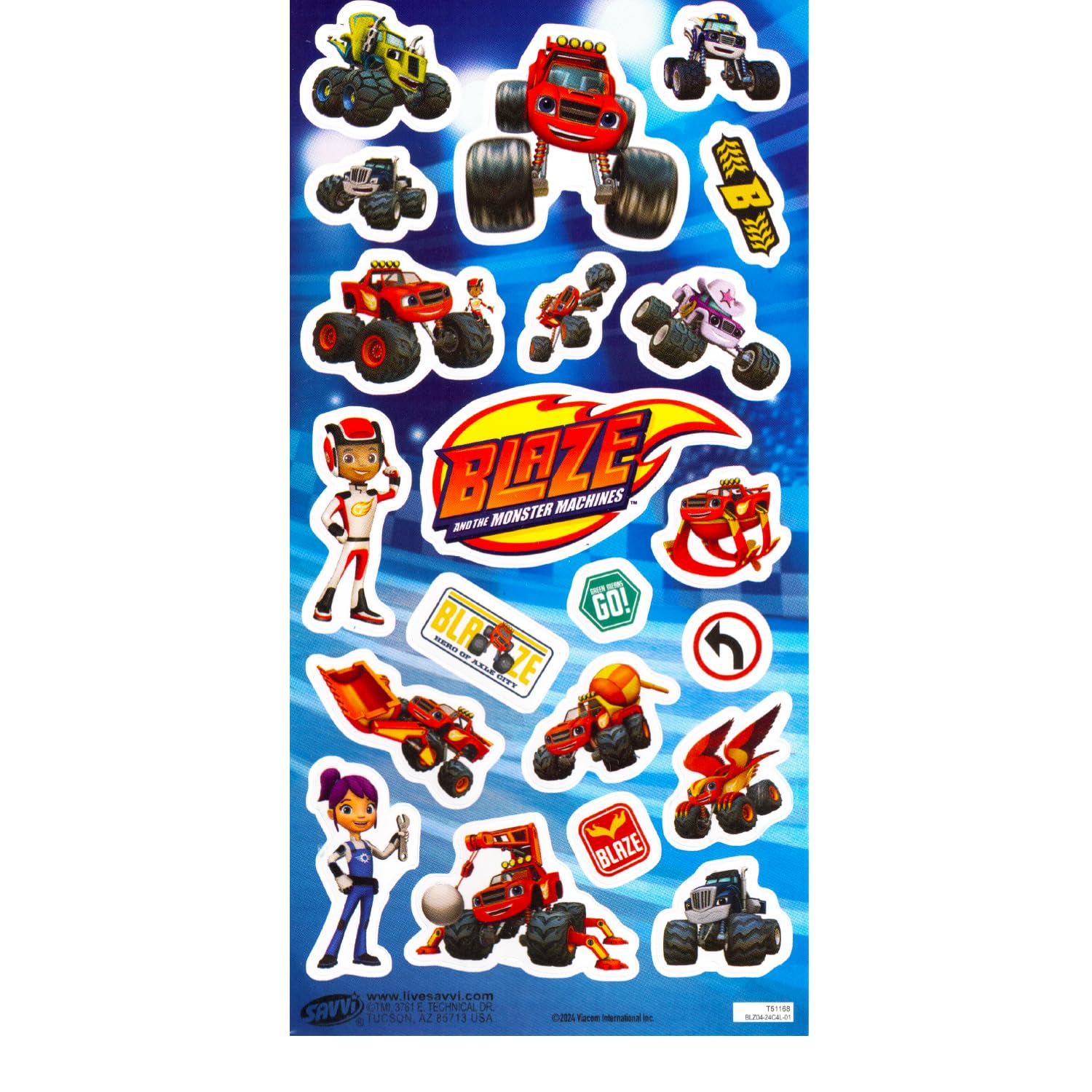 Blaze mini coloring book and stickers bonus pack supports party favors and gifting.