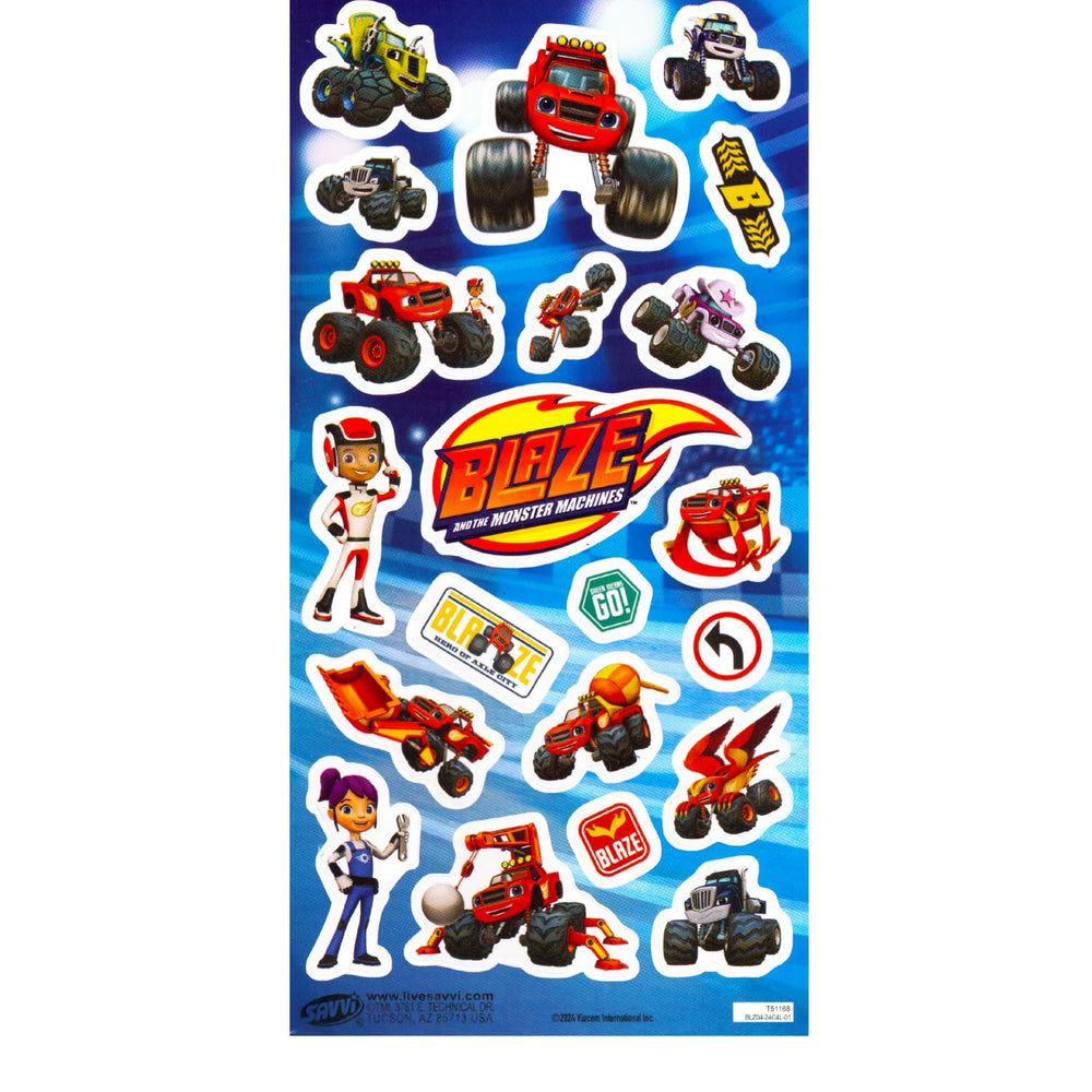 Blaze mini coloring book and stickers bonus pack supports party favors and gifting.