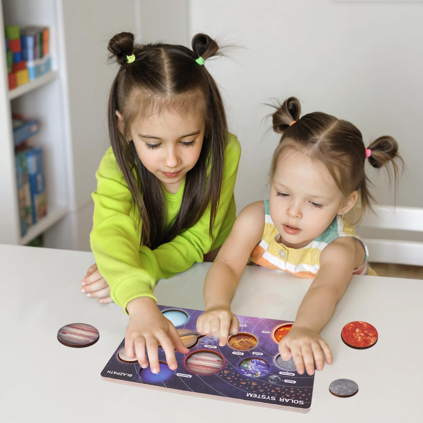 BLAZPATH solar system wooden puzzle Montessori-style learning tool for preschoolers