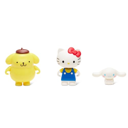 Poseable minifigures Hello Kitty, Cinnamoroll, and Pompompurin for storytelling