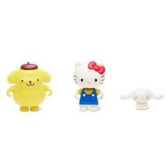 Poseable minifigures Hello Kitty, Cinnamoroll, and Pompompurin for storytelling