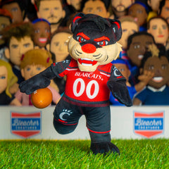 Bleacher Creatures Cincinnati Bearcats plush highlights team colors for display.