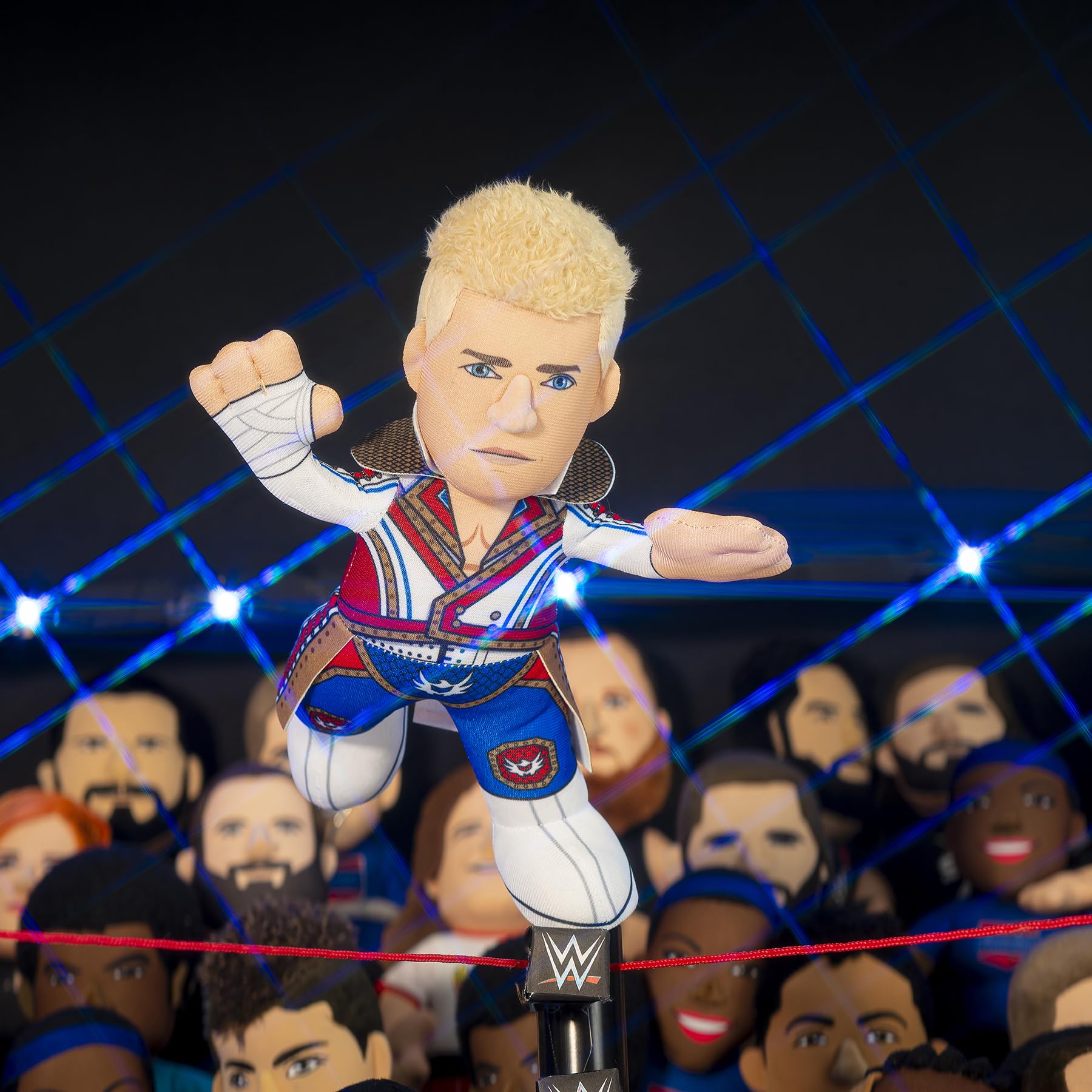 Bleacher Creatures Cody Rhodes 10-inch plush, officially licensed by WWE.