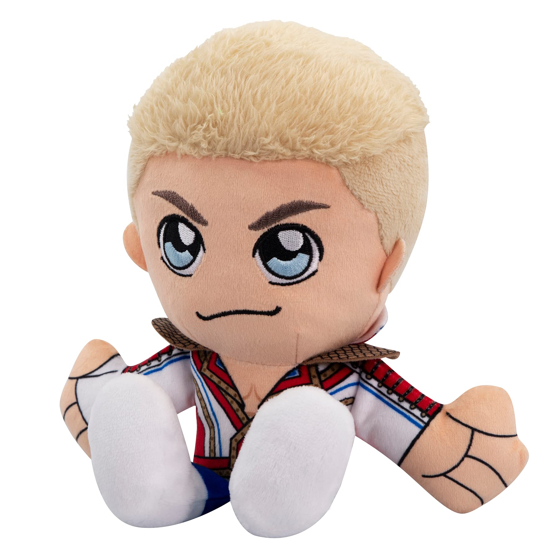 Bleacher Creatures Cody Rhodes 8-inch plush on a shelf.