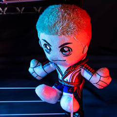 Bleacher Creatures Cody Rhodes collectible plush for display.