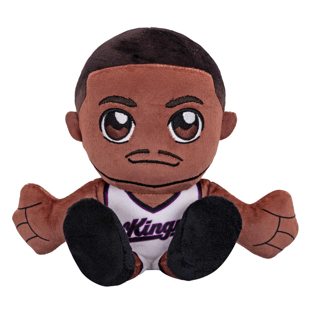 Bleacher Creatures De'Aaron Fox 8-inch plush sitting pose for easy display.