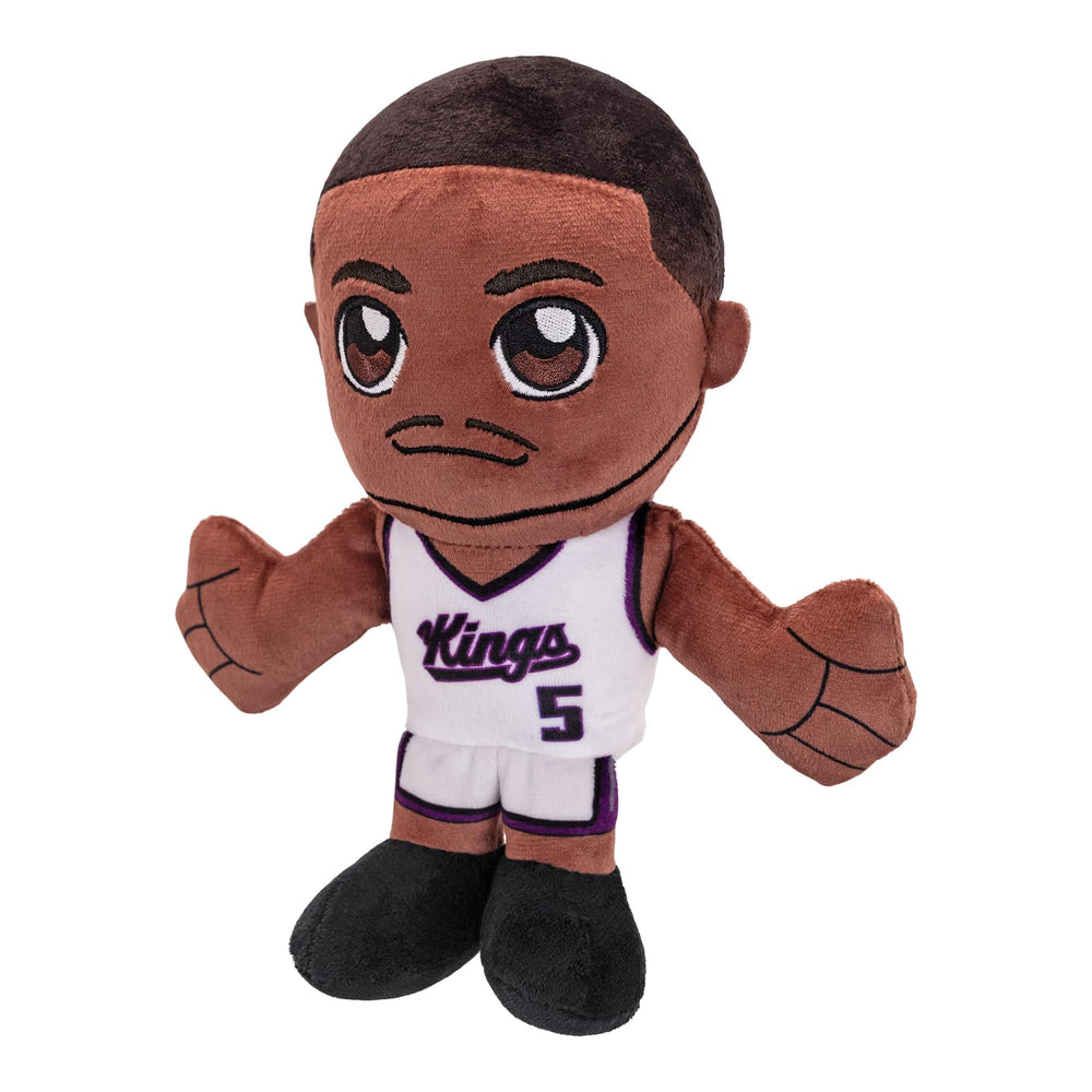 Bleacher Creatures De'Aaron Fox plush with bean bag bottom stands securely.