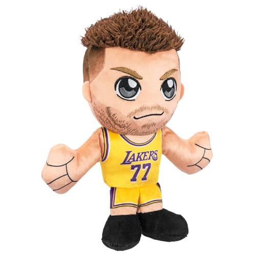 Bleacher Creatures Luka Doncic 8-inch plush sitting on desk, ideal display.