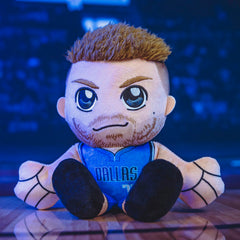 Bleacher Creatures Luka Doncic 8-inch plush, chibi-inspired design for desk decor.