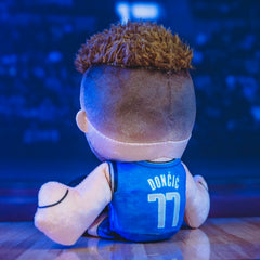 Bleacher Creatures Luka Doncic 8-inch plush with soft velboa fabric for cozy touch.