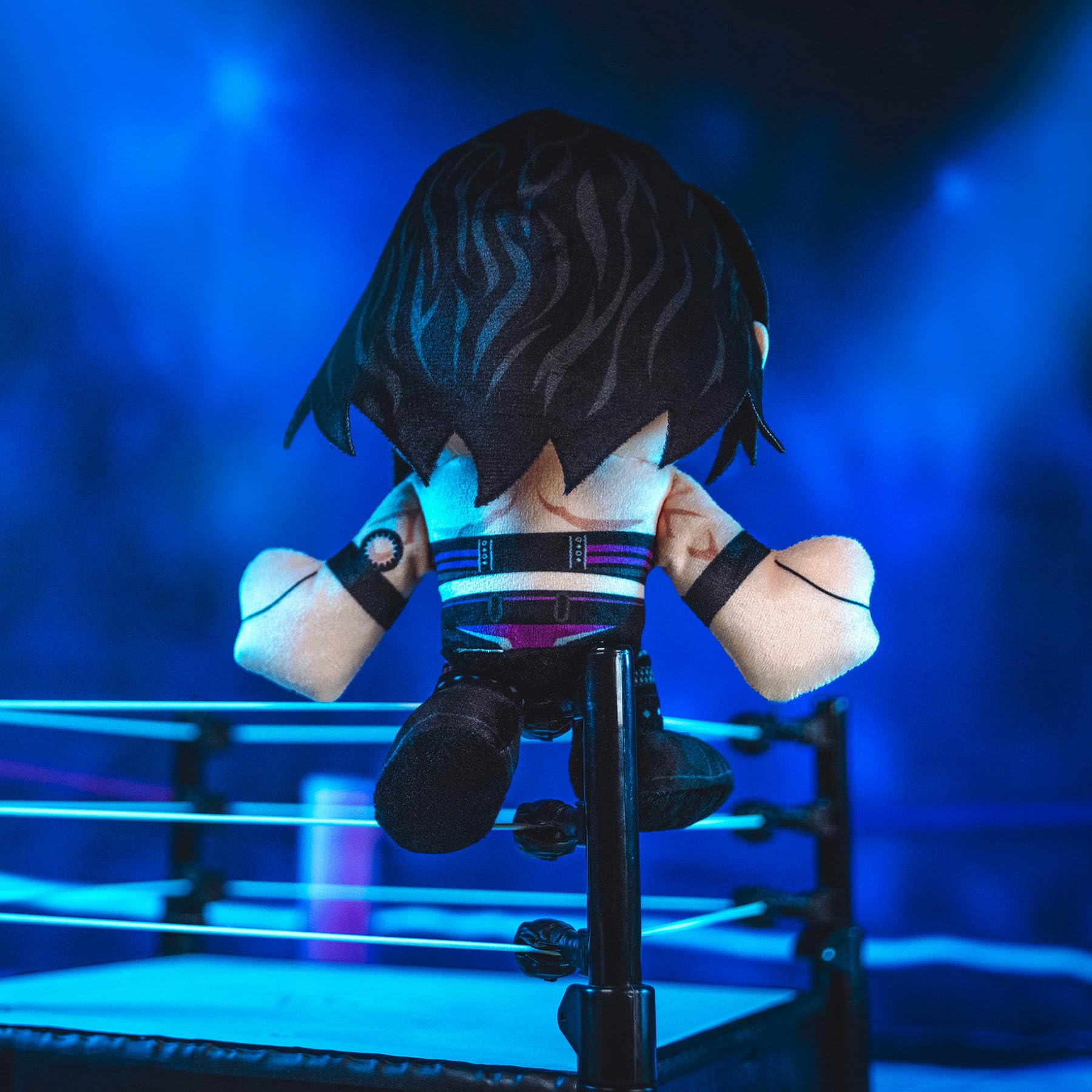 Bleacher Creatures Rhea Ripley 8-inch Kuricha plush, display-ready for collectors