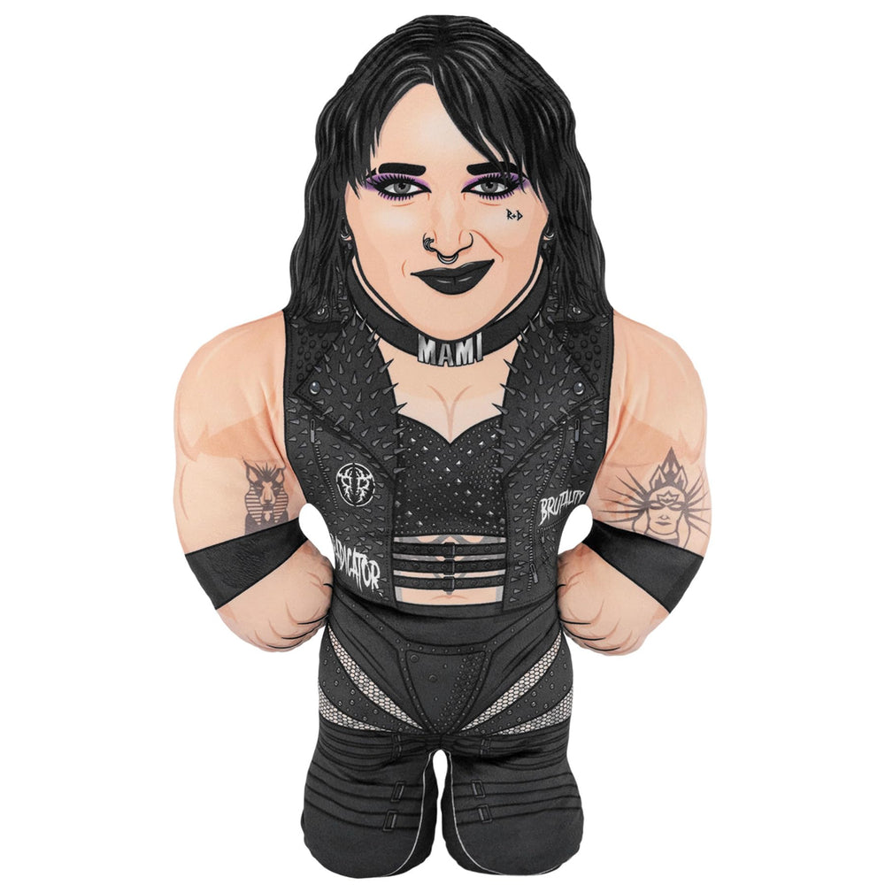Bleacher Creatures WWE Rhea Ripley 24-inch plush, front view, vibrant display-ready detail.