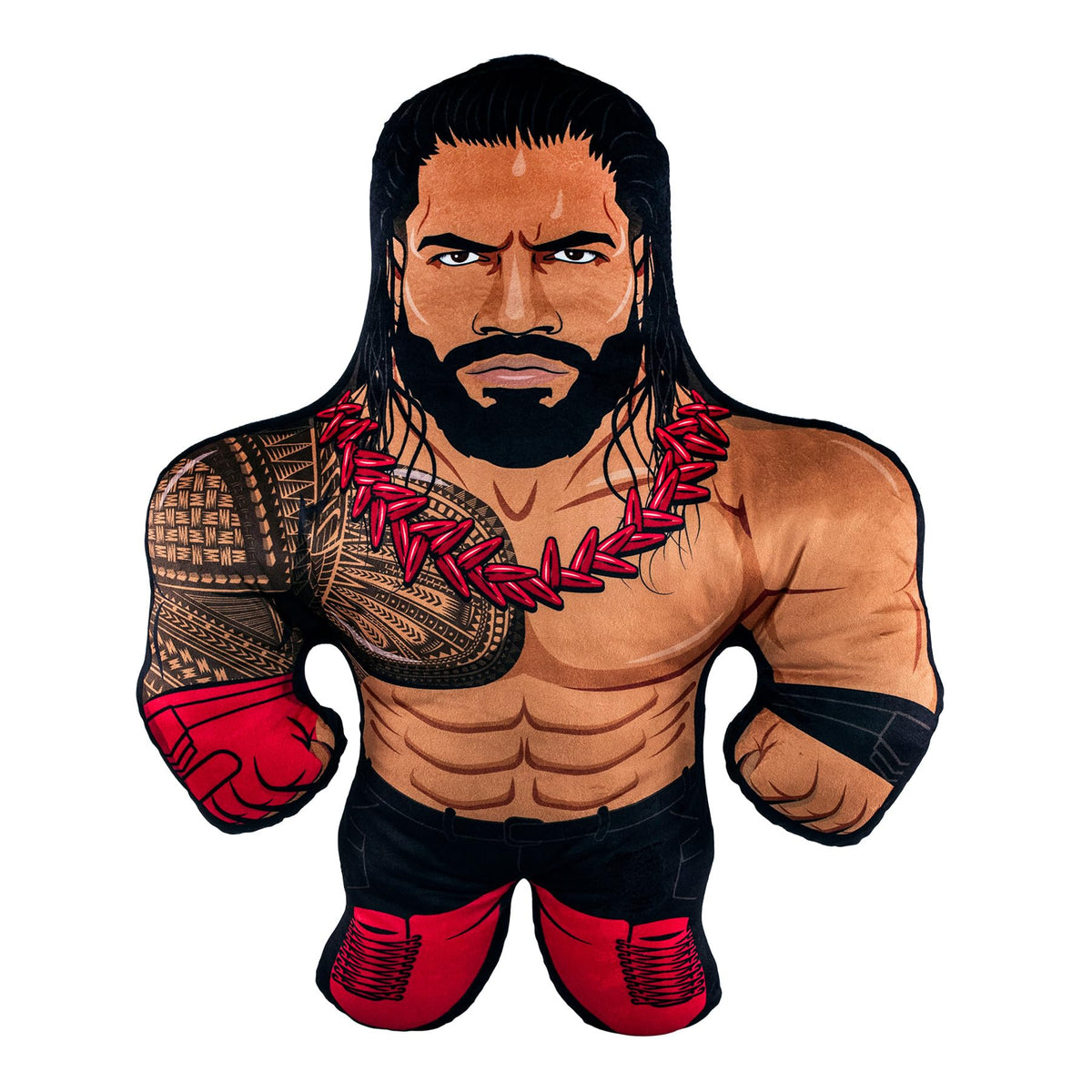 Bleacher Creatures WWE Roman Reigns 24-inch Bleacher Buddy on display, providing bold presence and cuddly appeal.