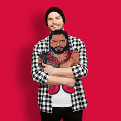 Bleacher Creatures WWE Roman Reigns soft plush face detail highlights authentic likeness and craftsmanship.