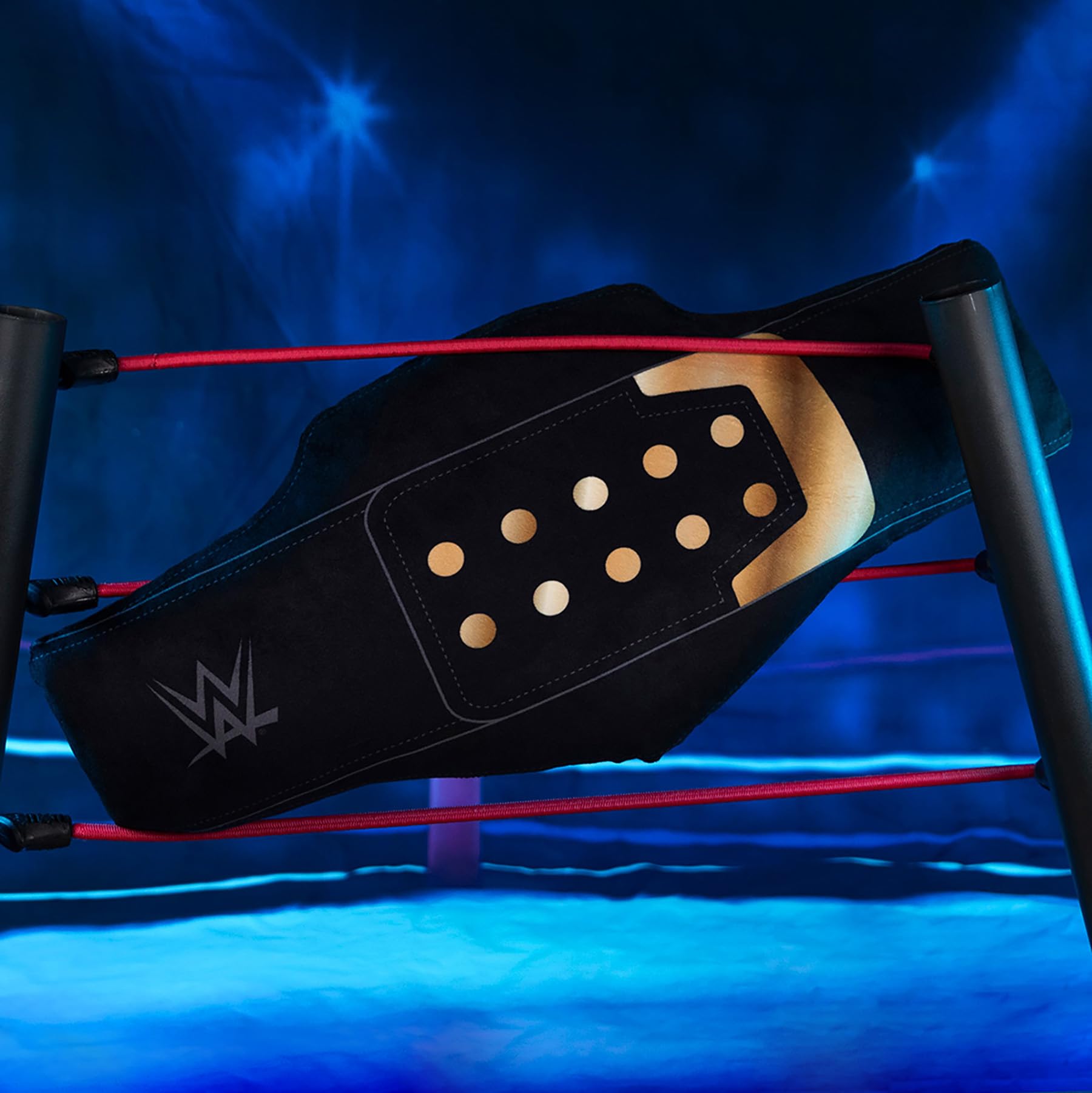 Bleacher Creatures WWE Universal Championship 24in Bleacher Buddy Belt held pose ideal for action reenactment.