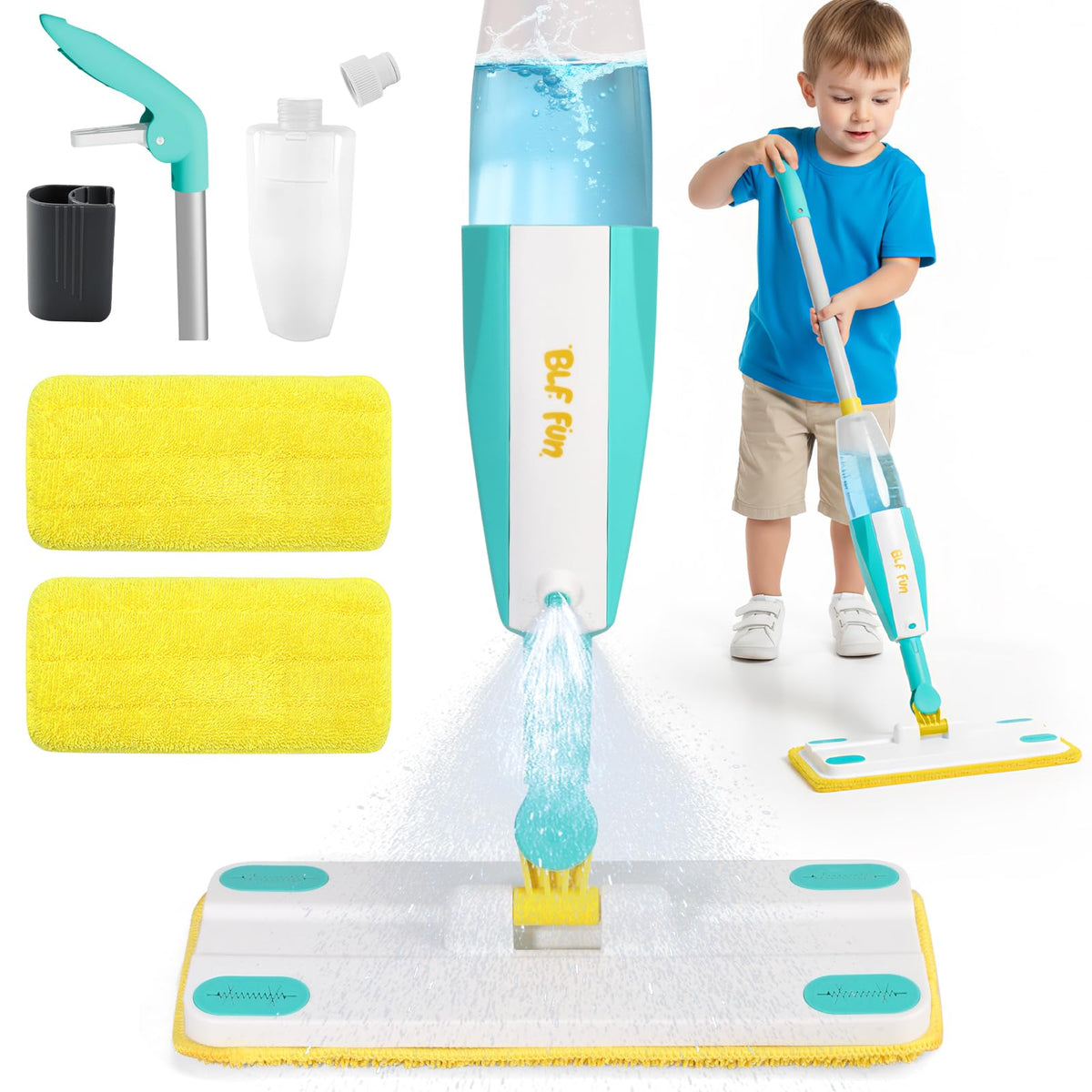 BLF FUN spray mop kids toy set showcasing pretend cleaning with safe spray for interactive play